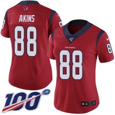 Nike Houston Texans #88 Jordan Akins Red Alternate Women's Stitched NFL 100th Season Vapor Untouchable Limited Jersey